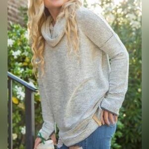 Jadelynn Brooke Boyfriend Fleece Cowl Cotton Cozy Lightweight Pullover Sweater